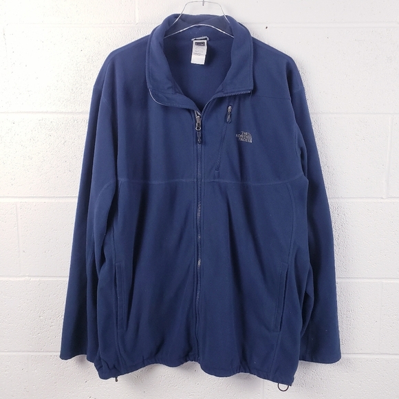The North Face Men's XXL Fleece Jacket Full Zip Navy Blue Mid-Weight Mock Neck - Picture 1 of 9